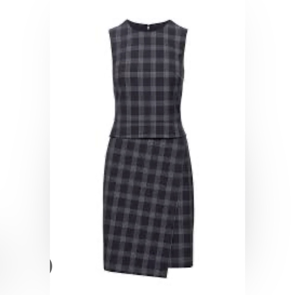 Banana Republic Navy Plaid Sheath Dress